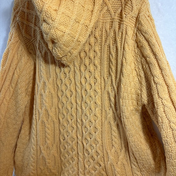Aran Crafts Cardigan Sweater Ireland Cable Knit Merino Wool Zip Hooded Size L - Picture 15 of 16